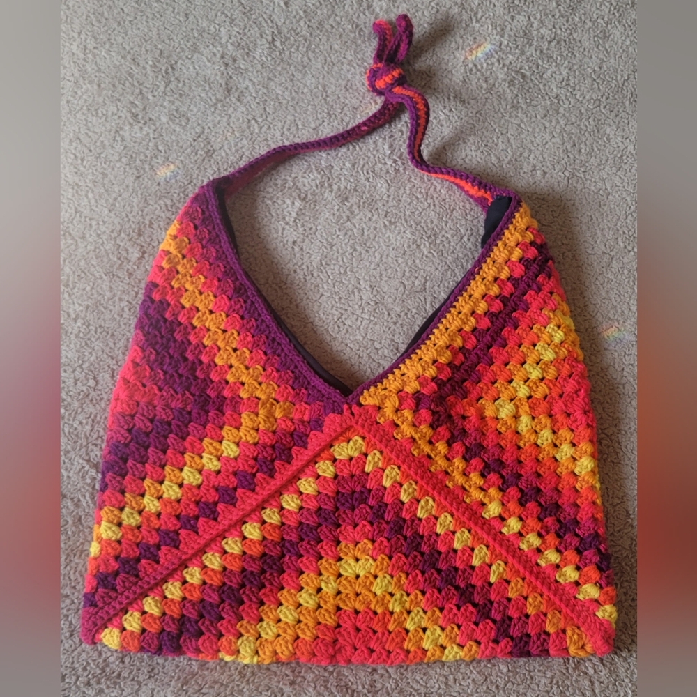 Colorful Crochet Shoulder Bag